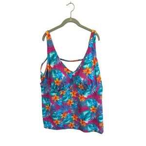 Swimsuits For All Tankini Top Floral Women's Size 34